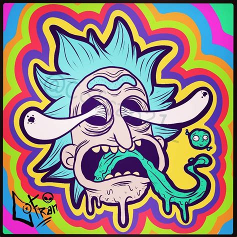 R and M Custom Cartoon Drawing. . Rick and morty trippy drawings